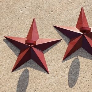 [Gold Canyon] Pair Of 2 Red Star Candle Holders